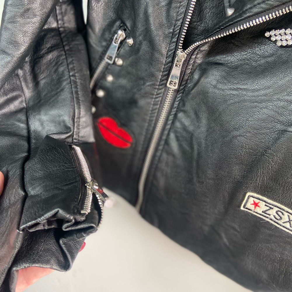 Ci Sono Black Embroidered Leather Jacket - Picture 5 of 10